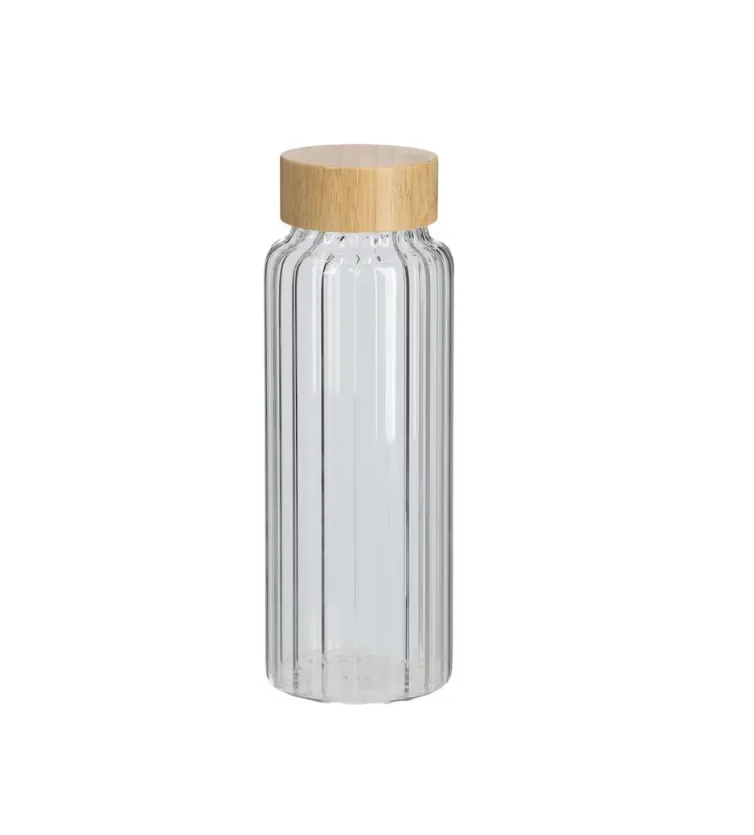 Flaša staklena 1000ml fi 9x25.5cm sa čepom od bambusa Zeller