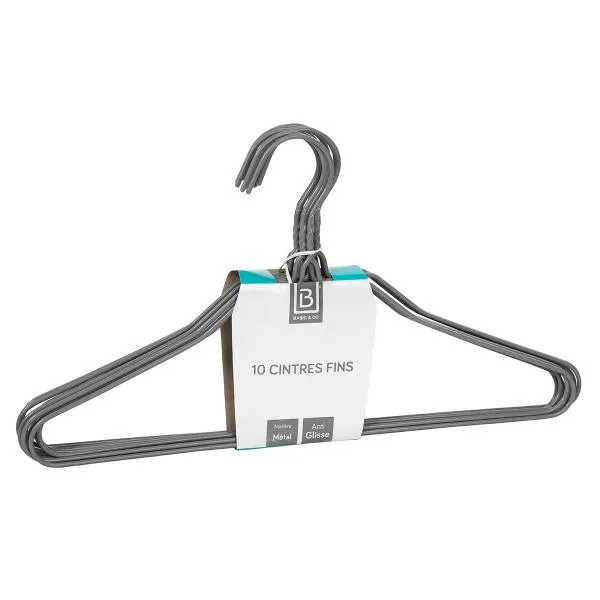 Gar. vešalica za odeću 39cm 10/1 svetlo sive Basic+Go