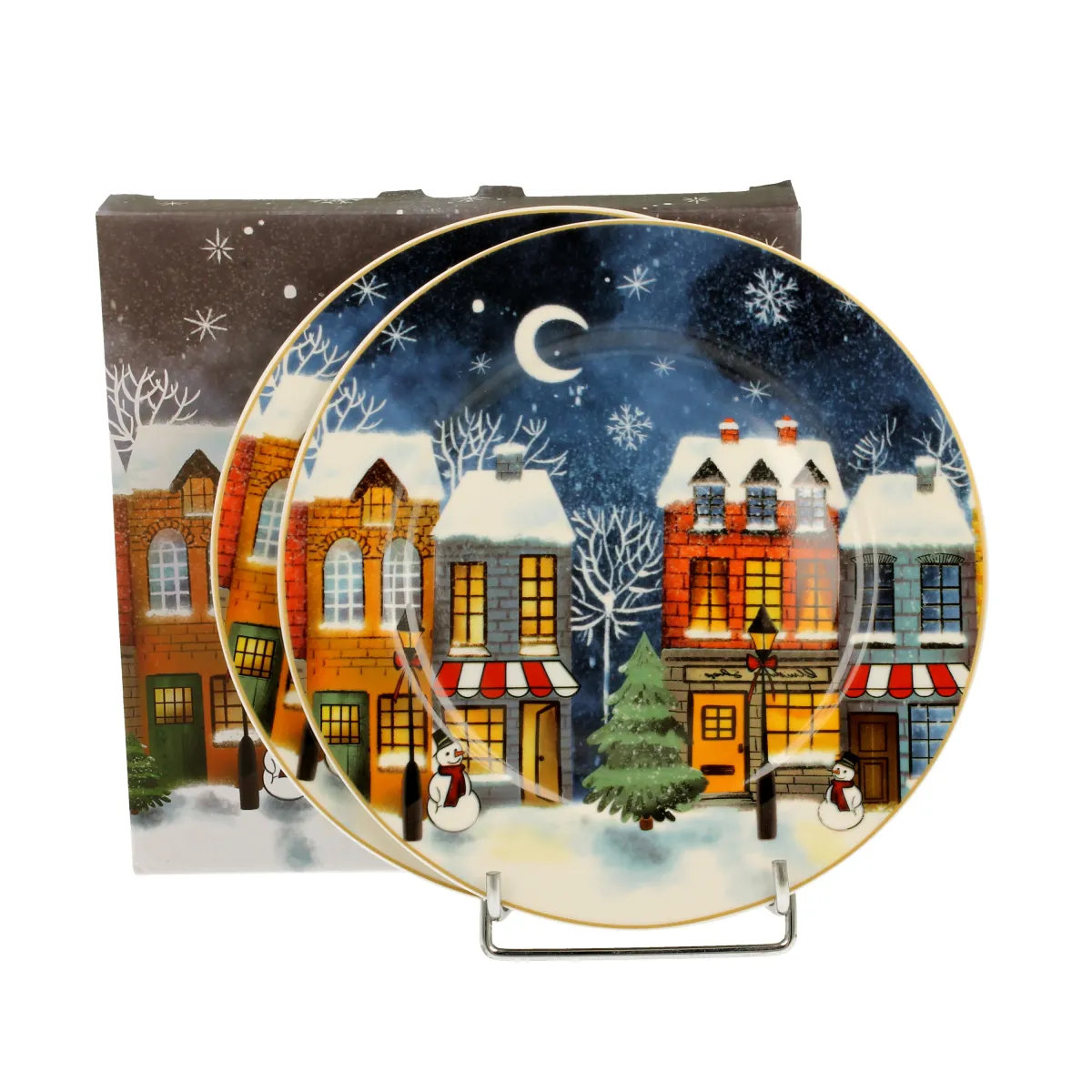 Garn. dezertnih tanjira Christmas City fi 19cm 2/1 u poklon pak. Duo