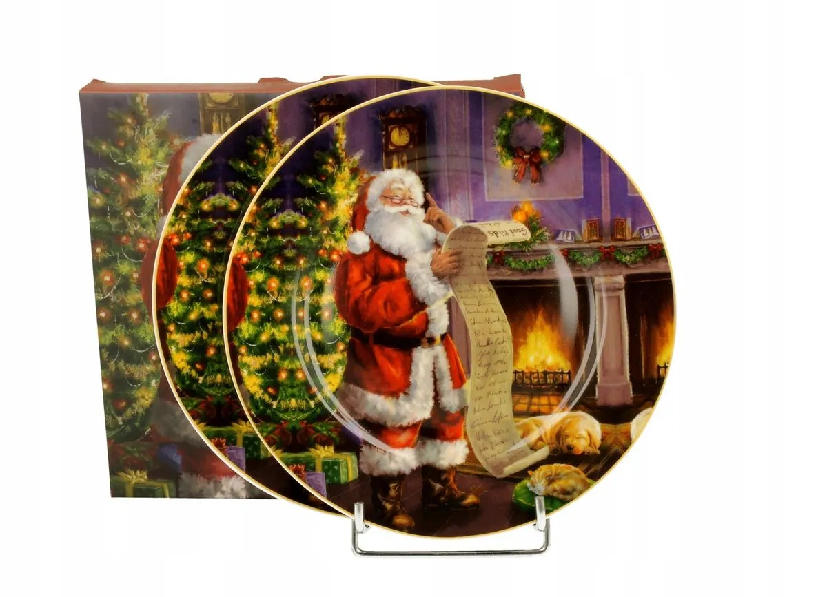 Garn. dezertnih tanjira Santa letter fi 19cm 2/1 u poklon pakov. Duo