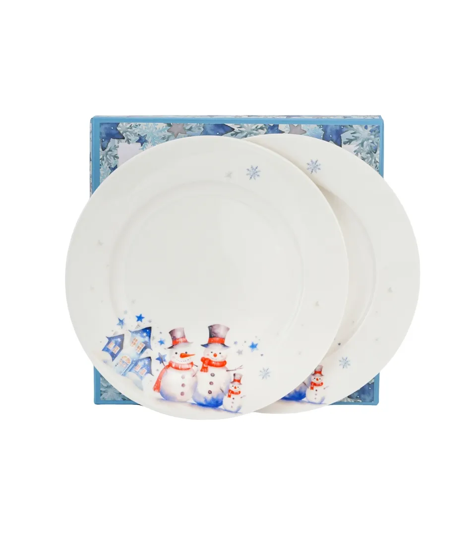 Garn. dezertnih tanjira Snowman fi 19cm 2/1 u poklon pakovanju Duo