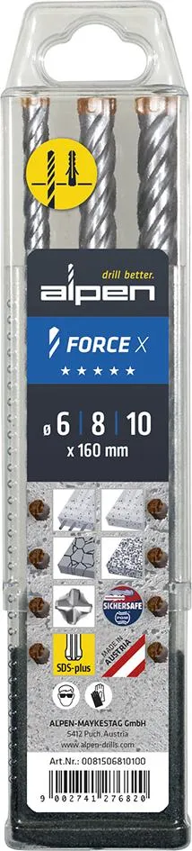 Garn. Force X SDS-plus burgija 6/8/10 x 160mm 3/1 Alpen