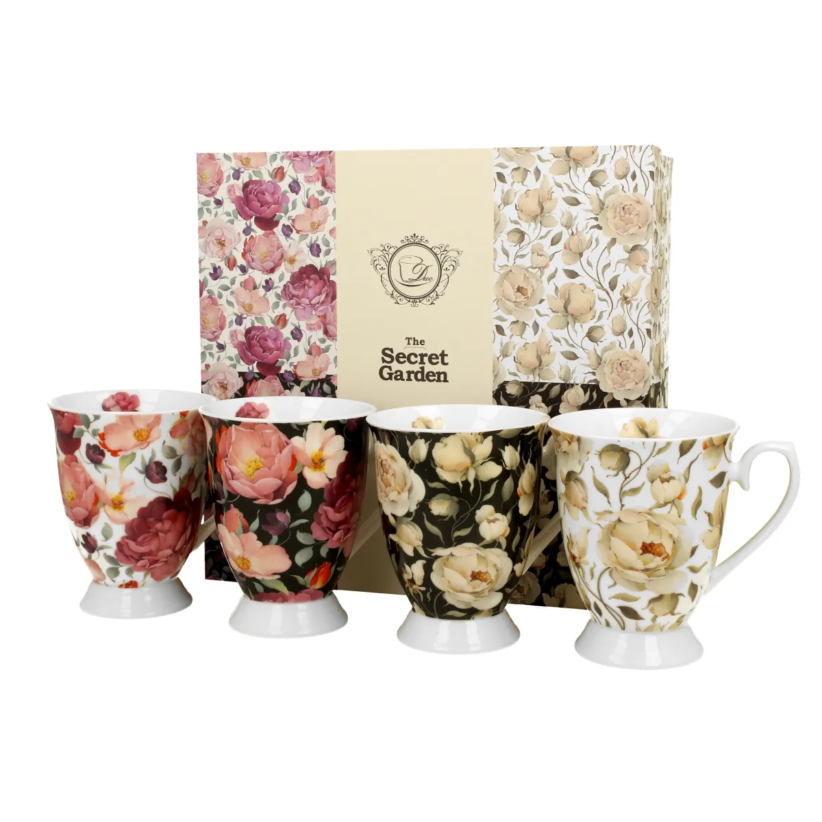 Garn. šolja za čaj Flower 300ml 4/1 u poklon pakovanju sort Duo