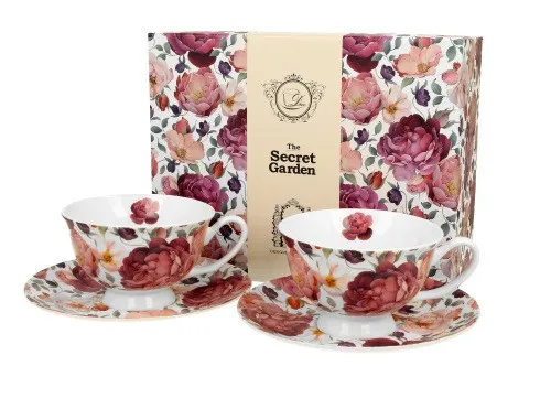 Garn. šolja za kafu Spring Roses 250ml 2/1 sa tanjir. bela/roza Duo