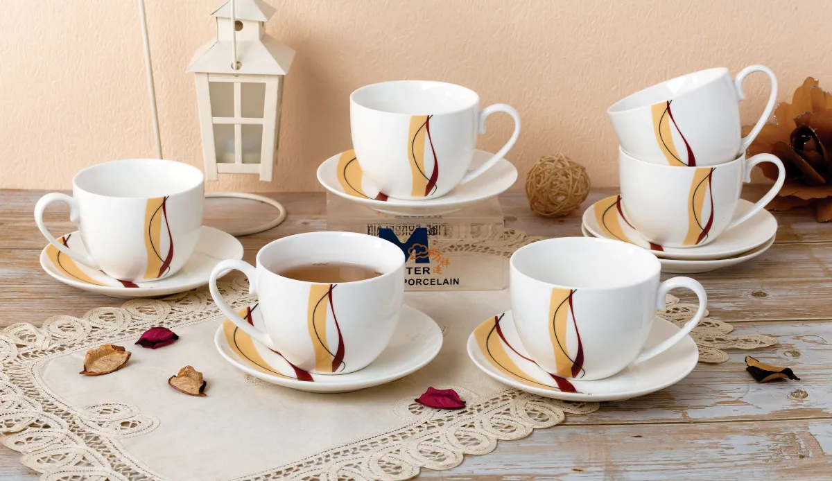 Garn. šolja za kafu Wavy lines 230ml  6/1 sa tanjirićima