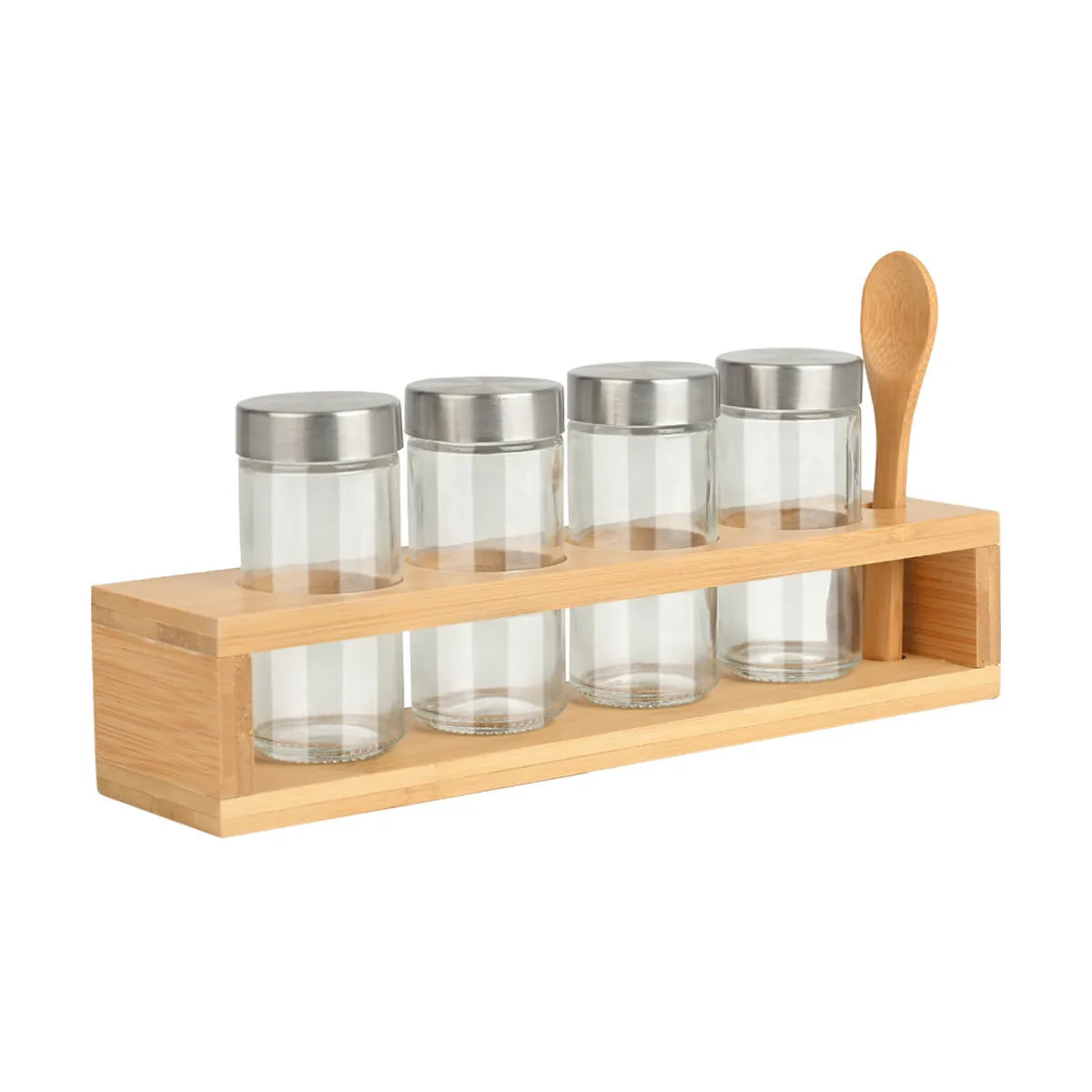Garn. posuda za začine Bamboo Essentials 4/1 sa kašič. u stalku Estia