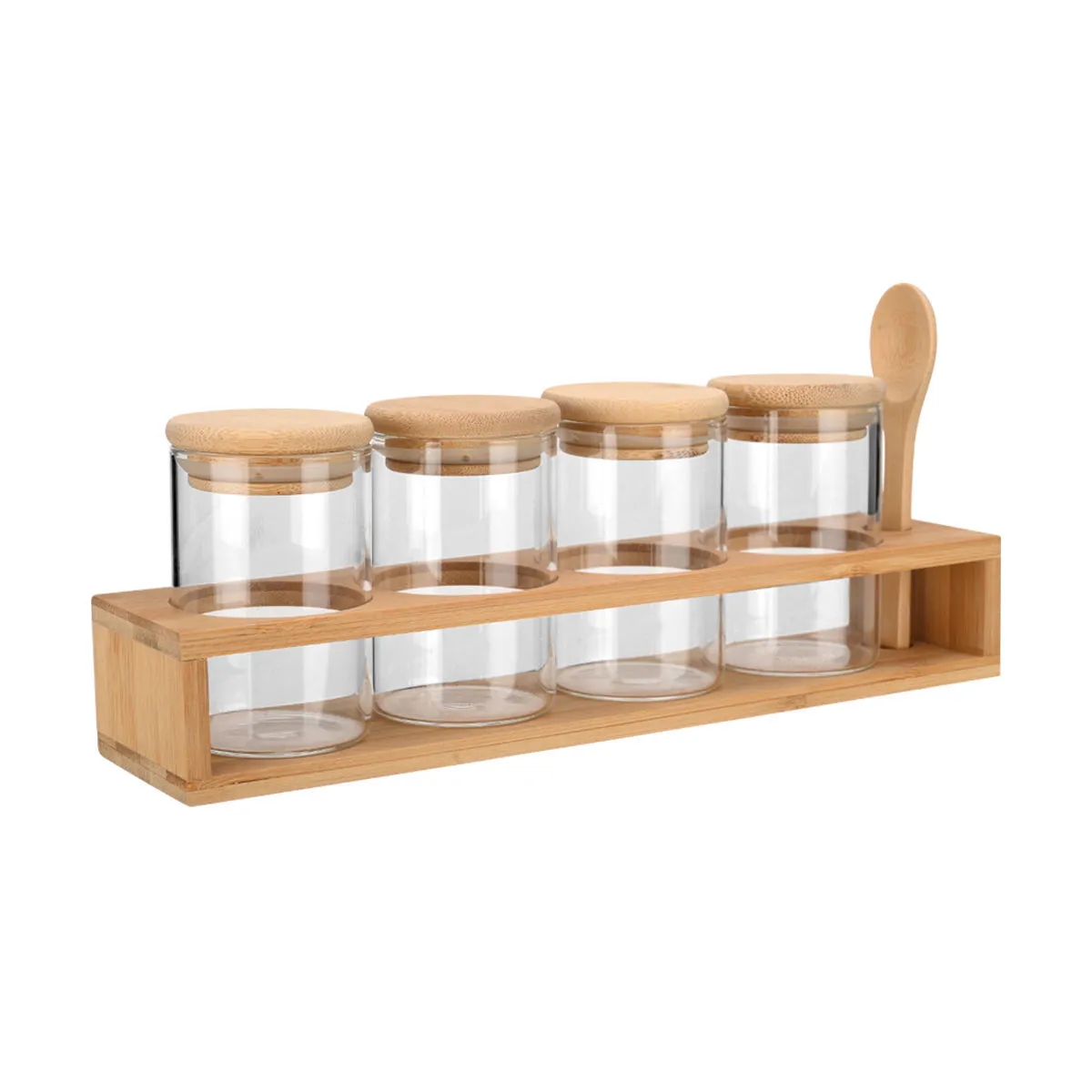 Garn. posuda za začine Bamboo Essentials 4/1 sa kašičic. u stalku Estia