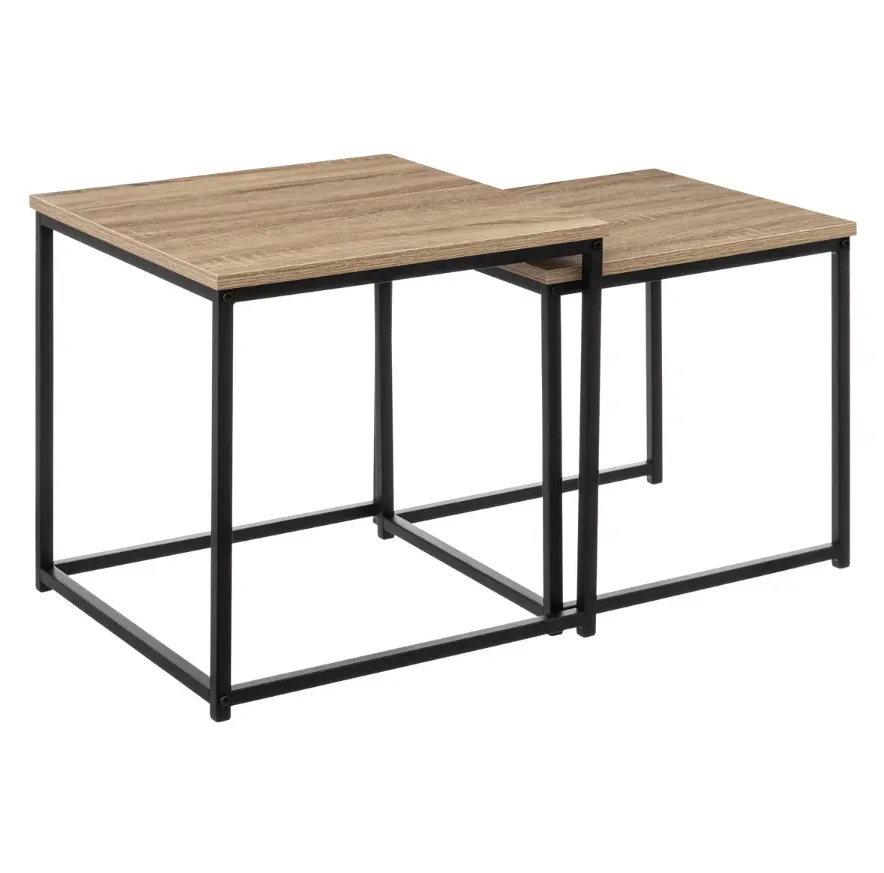 Garn. stočića Aliaj 2/1 45x45x45/40x40x40cm boja drveta/crna 5Five