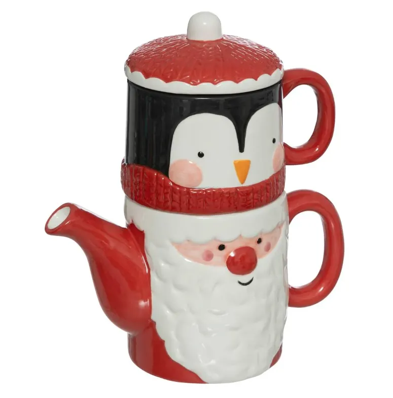 Garnitura:čajnik Deda mraz + šolja za čaj Pingvin Atmosphera