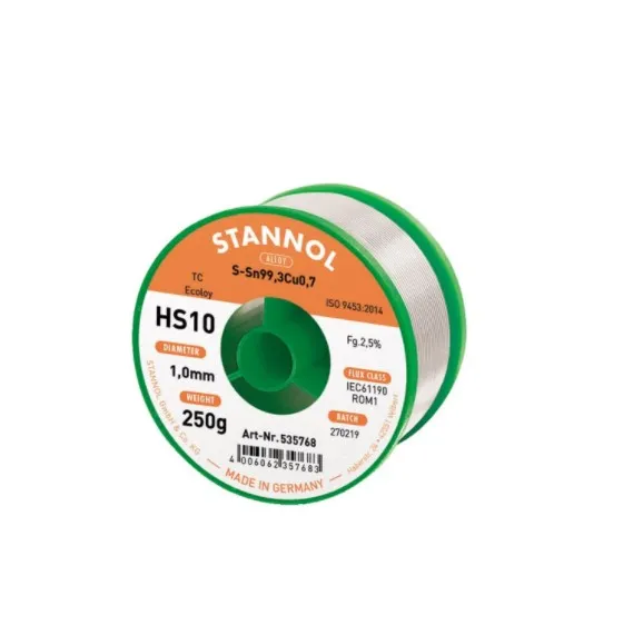 Žica za lemljenje HS10  250g 2,5%, 1,0 Sn99.3Cu0.7 Stannol