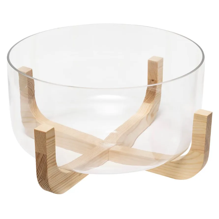 Činija za salatu Arha fi 24cm transp. u drvenom postolju S. de Gourmet