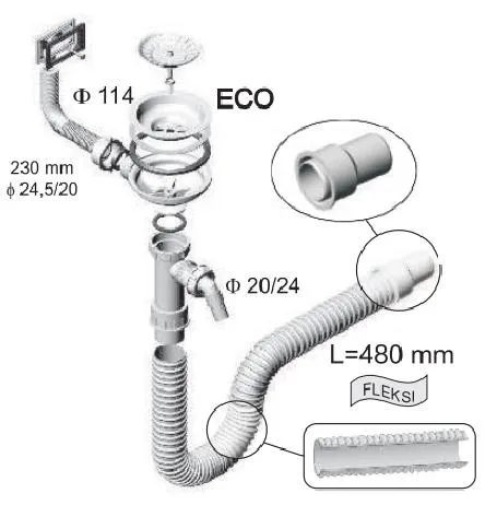 Jednodelni sifon PS (114 PP) ECO