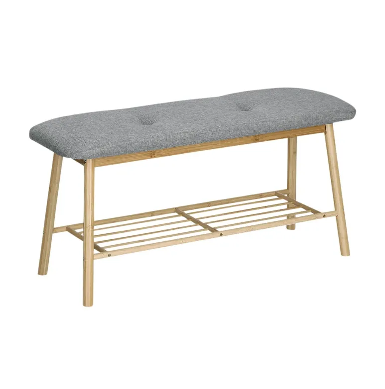 Klupa sa policom za obuću 89.5x30x44cm sivi/boja drveta Zeller