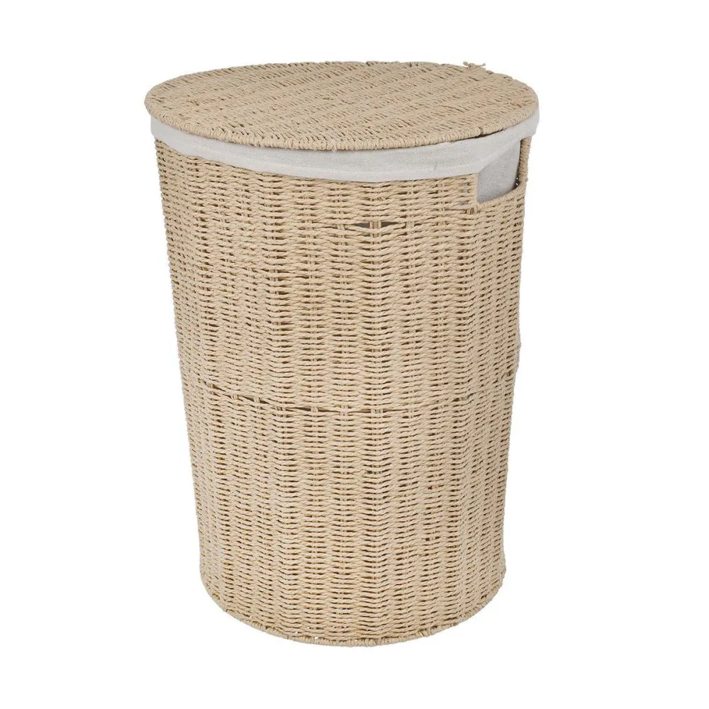 Korpa za veš Botanica fi 40x55cm sa poklopcem bež Estia