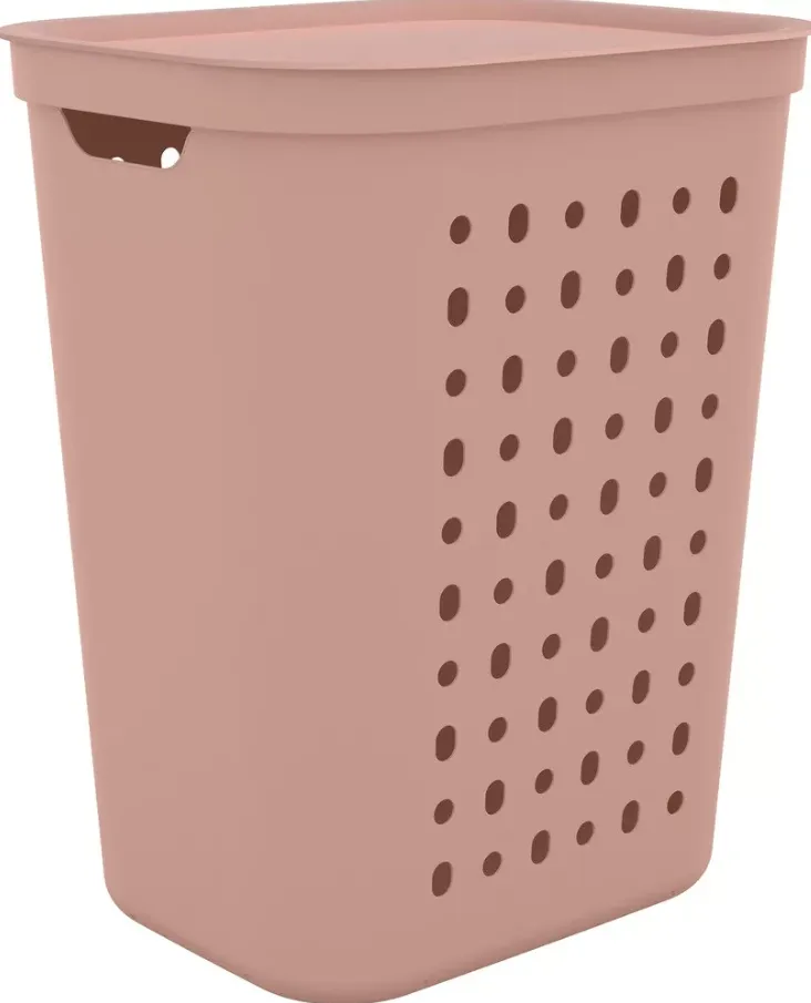 Korpa za veš Jona 55l 432x355x533mm sa poklop. puder roza Rotho