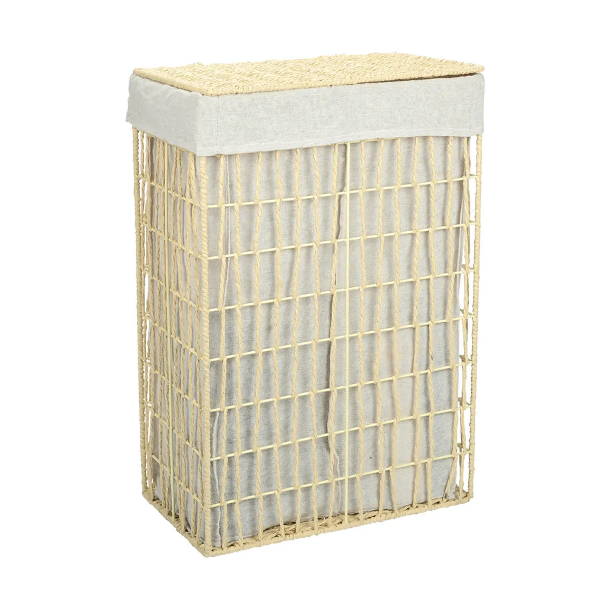 Korpa za veš Nest sa 2 odeljka 37x22x55cm bež Estia