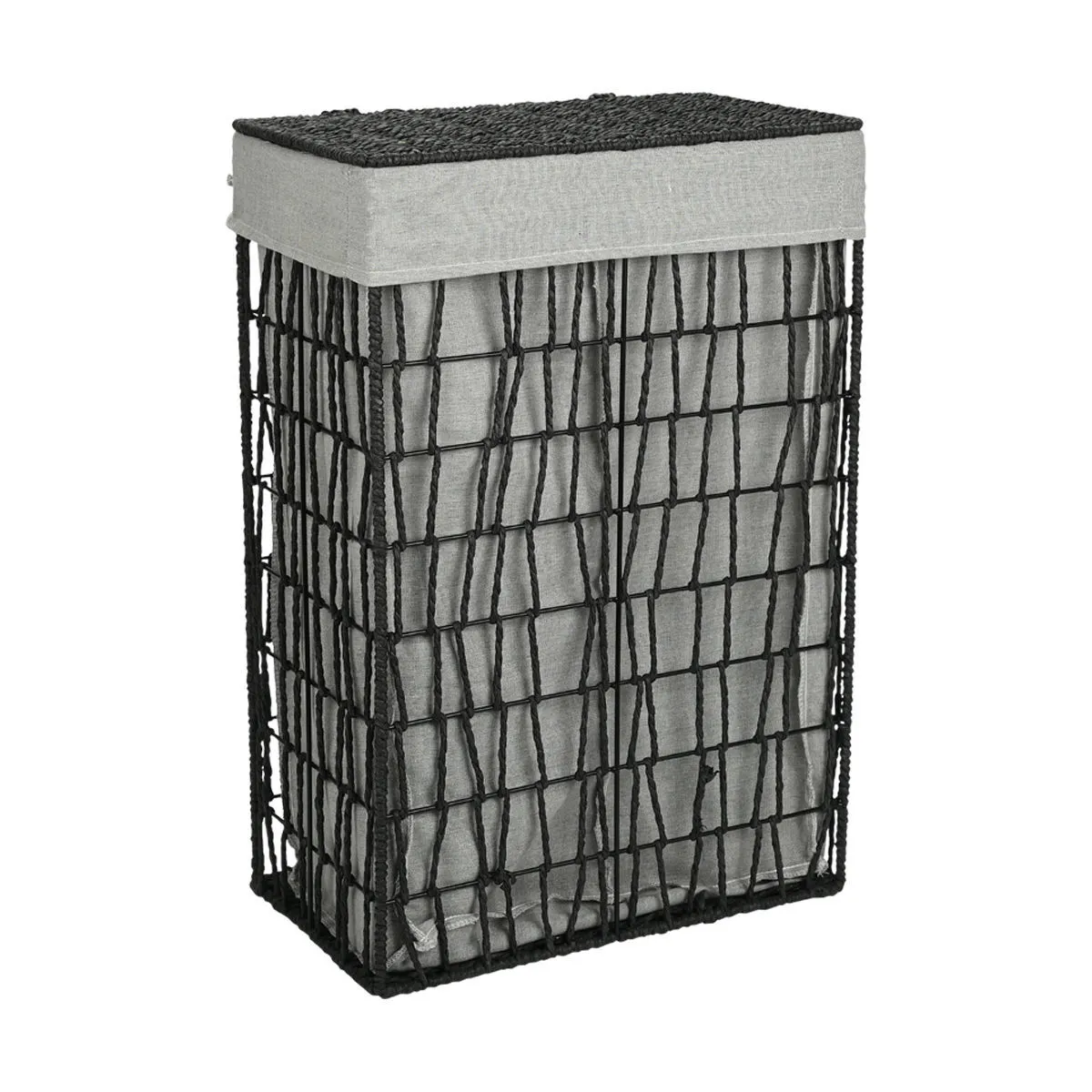 Korpa za veš Nest sa 2 odeljka 37x22x55cm crna Estia