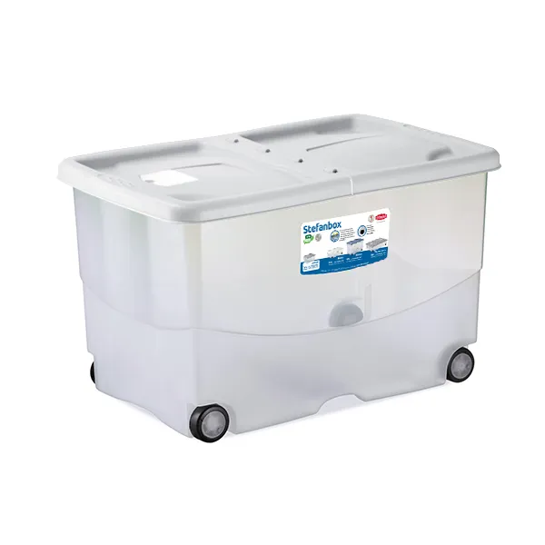 Kutija za odl.stvari Vasco 60x40cm 57l na točk. bela/transp.Stefanplast