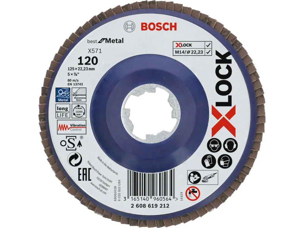 Lamelni brusni disk X-LOCK  G120 125x22.23mm za metal Bosch
