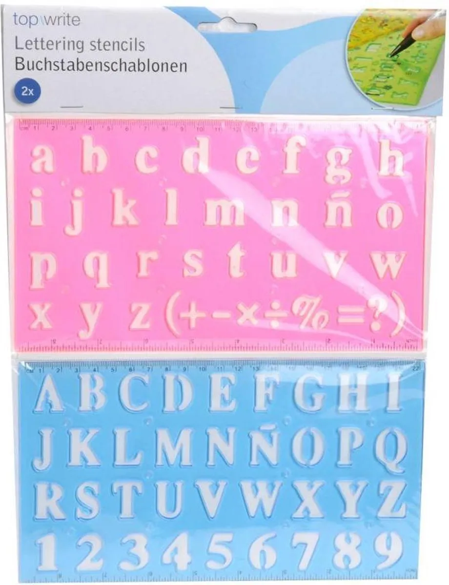Lenjir sa šablonima za slova i brojeve 2/1 sort Topwrite