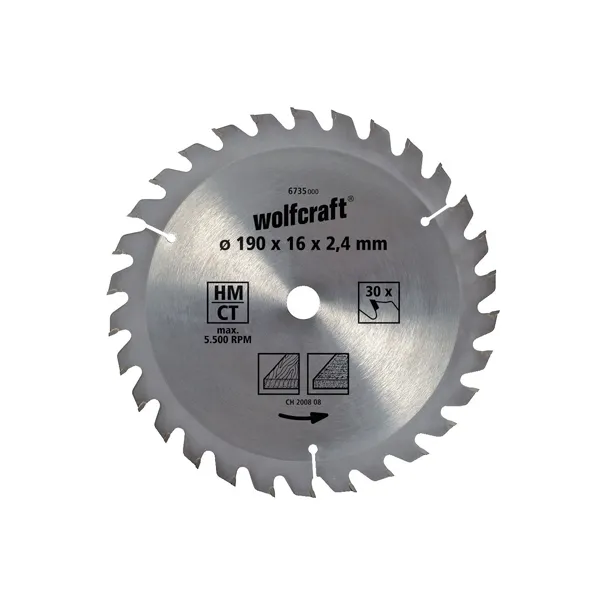 List za cirkular HM/CT 190x2.4x16mm 30 zuba Wolfcraft