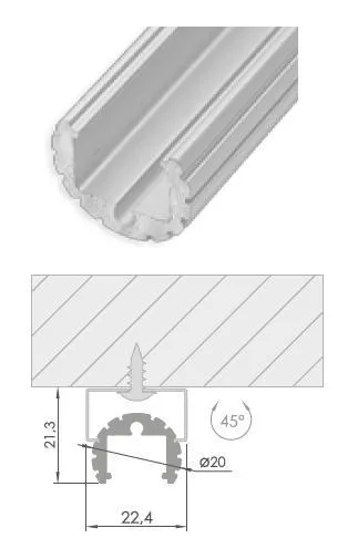 LL-06 Profil alum. za LED traku 16x12mm fi 20mm 3m Laguna