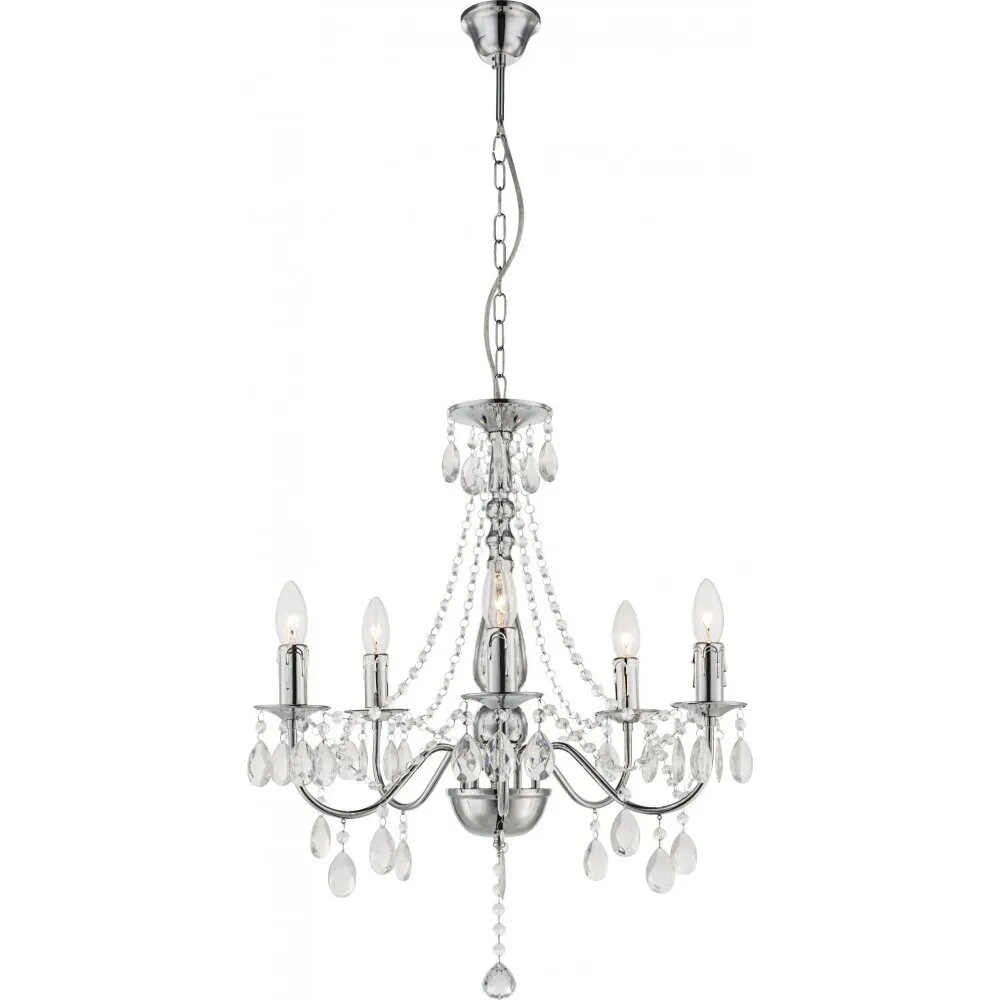 Luster William 5xE14 maks. 40W hrom/transp. Globo