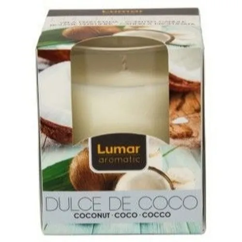 Mirisna sveća Dulce de coco 125gr. u stakl. čaši bela Lumar