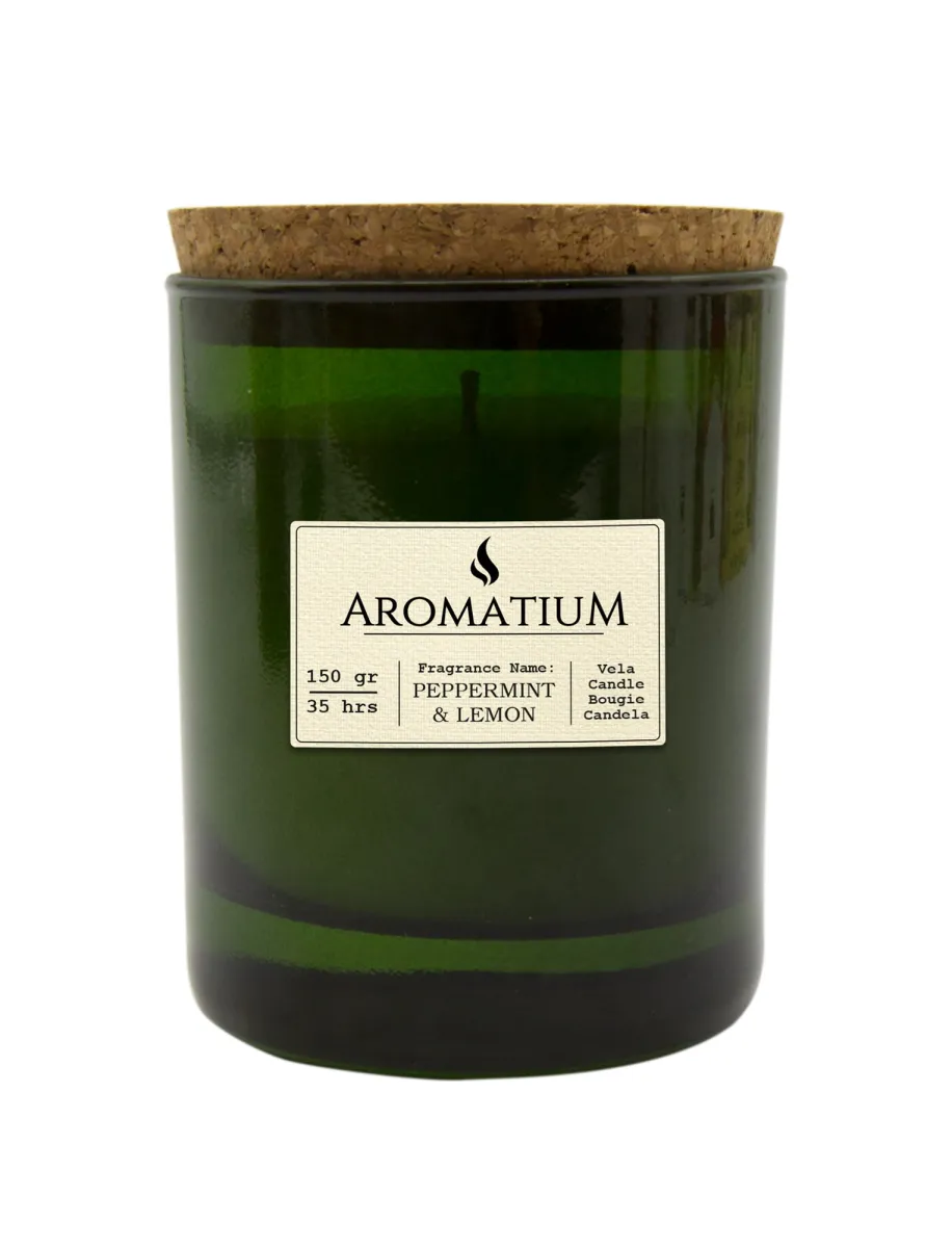 Mirisna sveća Peppermint & Lemon 140gr. u stakl. čaši Aromatium