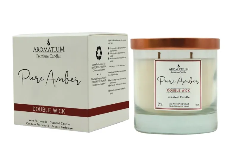 Mirisna sveća Pure Amber 260gr. u stak.čaši sa 2 fitilja Aromatium