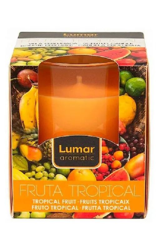Mirisna sveća Tropical fruits narandž. 125gr. u stakl. čaši V.Lumar