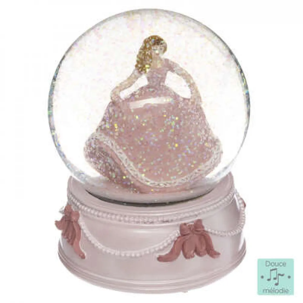Muzička sniježna kugla Princess 10x14cm roza Atmosphera