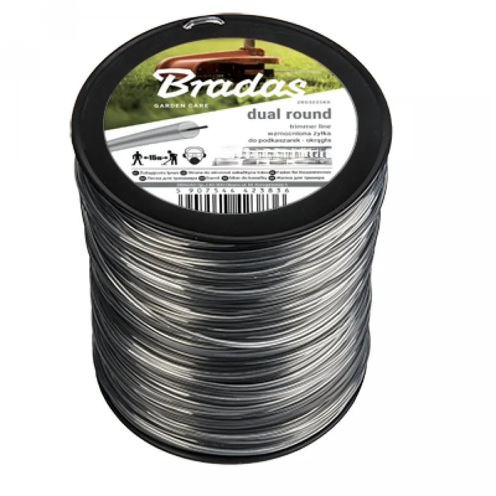 Najlon za trimer okrugli sa met. žicom 2.4mm 481m bunt Bradas