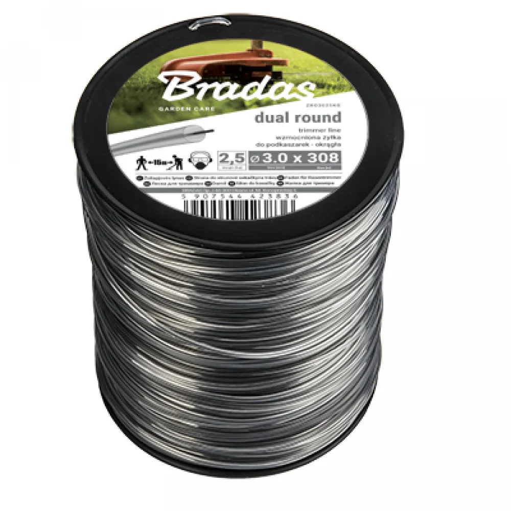 Najlon za trimer okrugli sa met. žicom 3.0mm 308m bunt Bradas