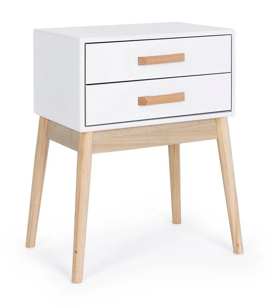 Noćni stočić Ordinary 43x30x58cm sa 2 fioke beli Bizzotto