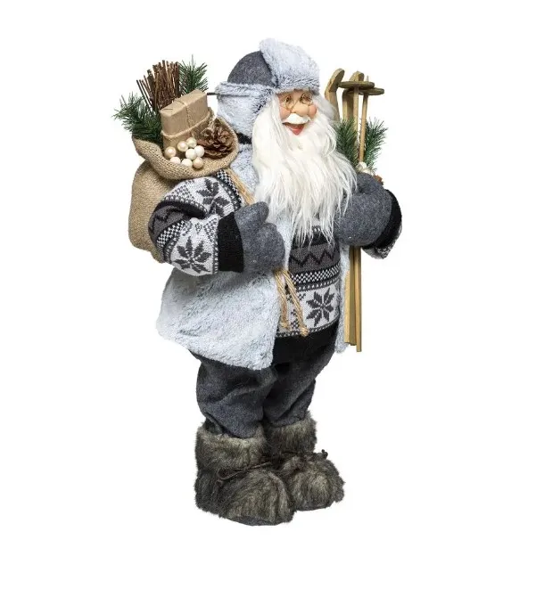 Novog. figura - Deda Mraz 30cm sivi Feeric Lights and Christmas