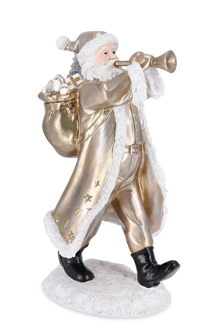 Novog. figura - Deda Mraz Jules sa trubom 37cm boja zlata Bizzotto