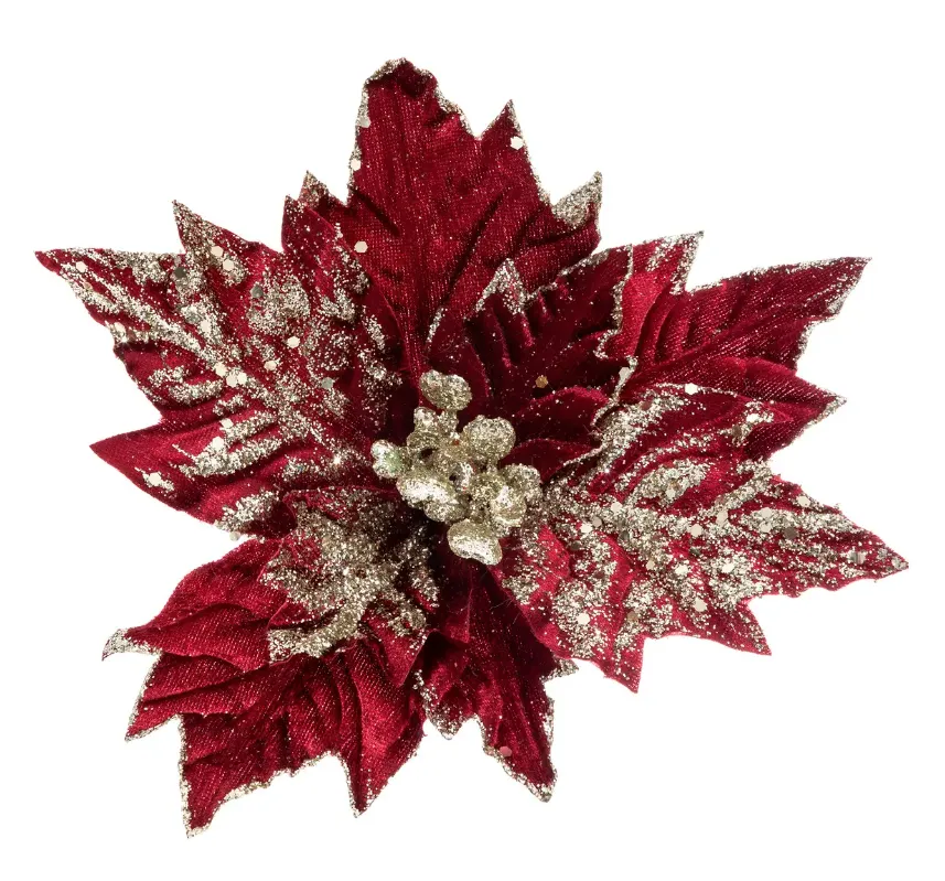 Novog. kićanka-cvet Poinsetia 23cm crveni Atmosphera