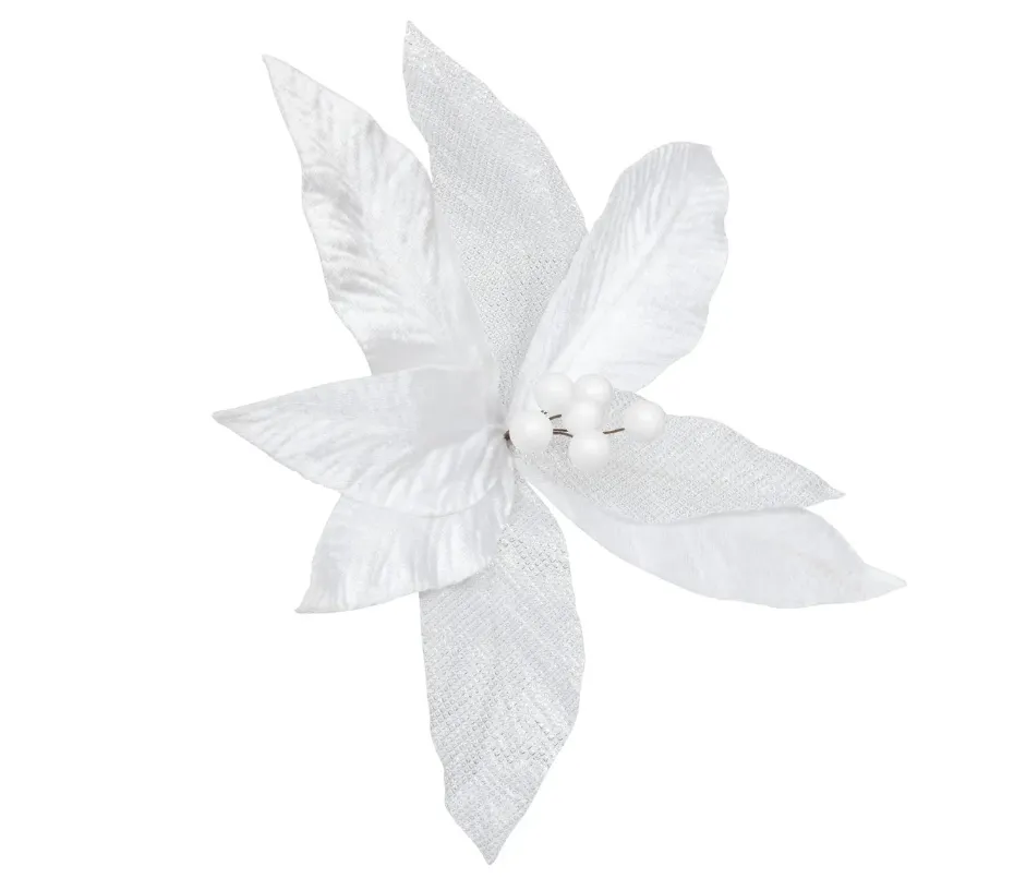 Novog. kićanka- cvet Poinsettia 27cm beli Atmosphera