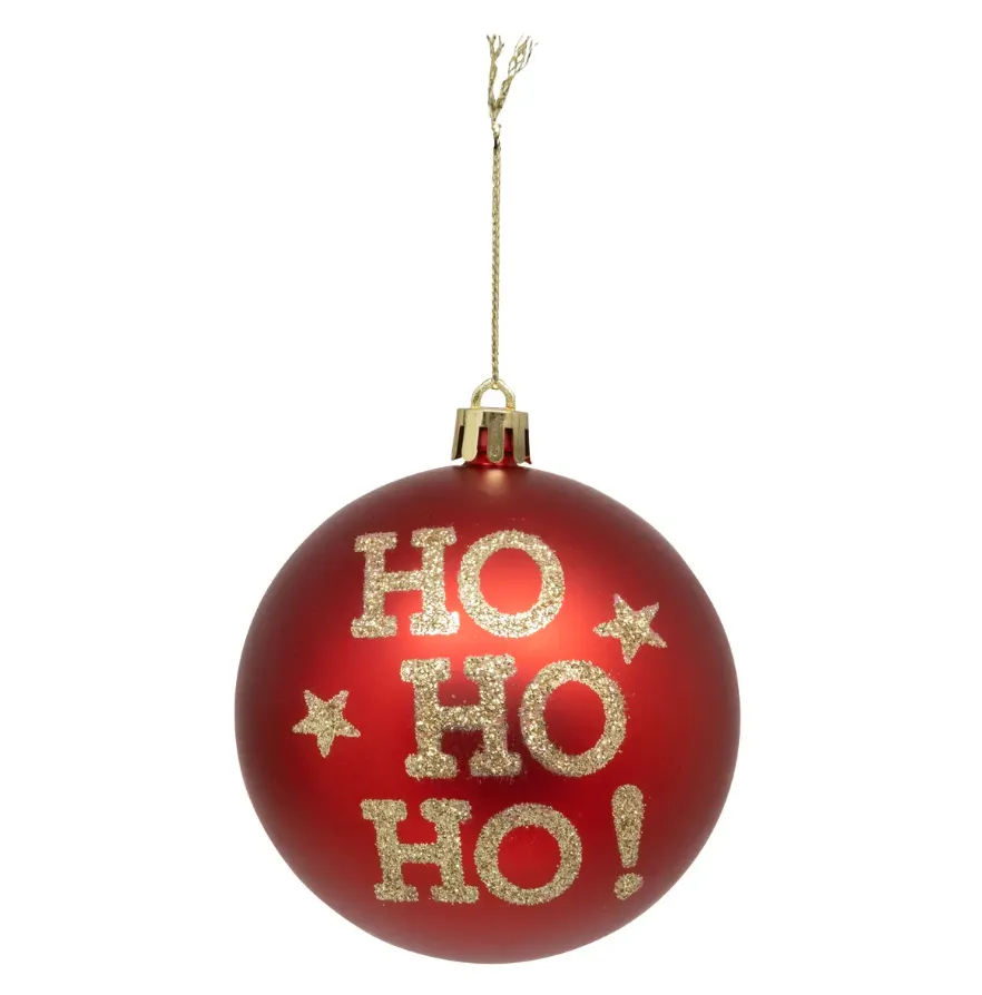 Novog. kićanka- kuglica Ho ho ho fi 8cm boja zlata/crvena Atmosphera
