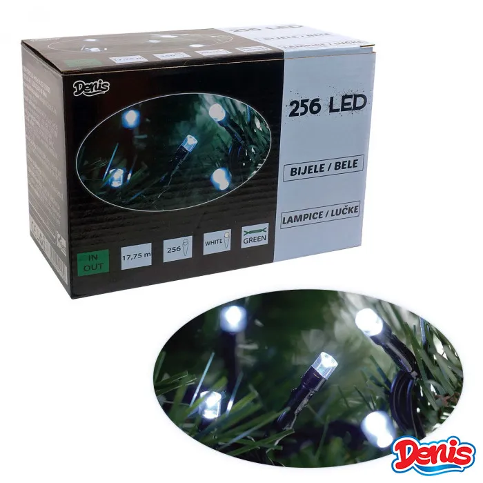 Novog. lampice 256Led bele 8 funkcija 12.75+5m IP44 E. Denis