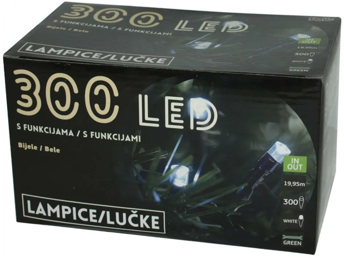 Novog. lampice 300Led bele 8 funkcija 14.95+5m IP44 E. Denis