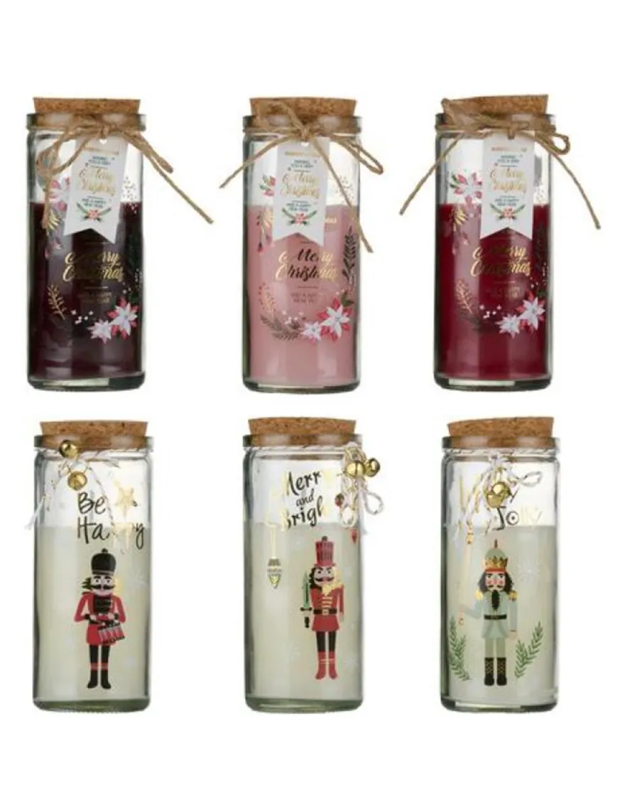 Novog. mirisna svijeća Christmas fi 6x14.5cm u staklenoj posudi sort C. Gift