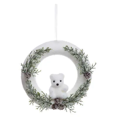 Novog. ukras-venac fi 22cm sa medvedićem beli sort Atmosphera