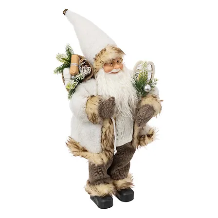 Novogodišnja figura - Deda Mraz Lumi 45cm beli/bež Atmosphera