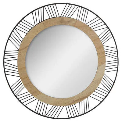 Ogledalo Joe fi 45cm crno/boja drveta  Atmosphera C. Dinterieur