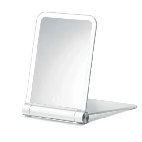 Ogledalo stono iMira sa led svetlom 20x14cm sklopivo biser. belo Eko