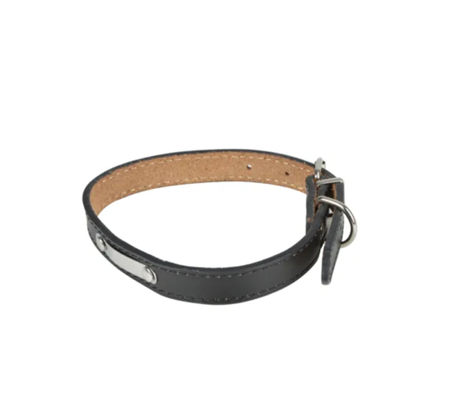 Ogrlica za pse sa metalnom pločicom vel. L 50x1.8cm crna