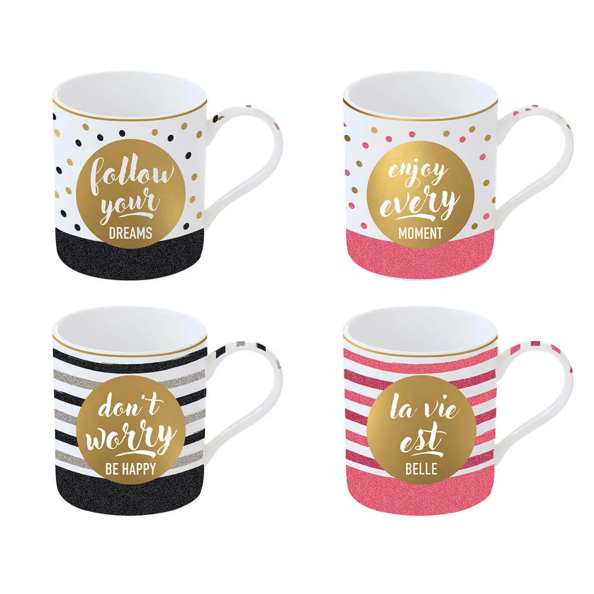 Šolja GlitterAndColour 350ml DotsAndStripes sort Easy Life