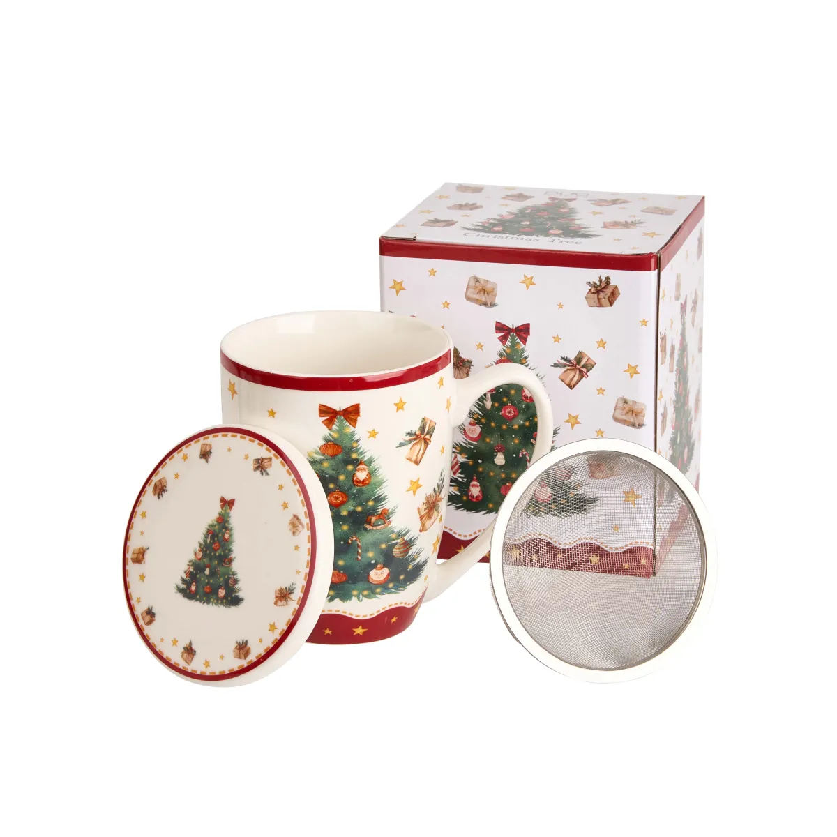 Šolja za čaj Christmas Tree 360ml sa filterom i poklopcem Duo